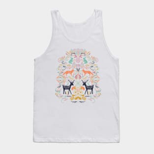 Scandinavian Folk Art Animals on cream Tank Top